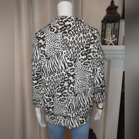 KIM ROGERS EXTENDED COLLAR ANIMAL PRINT JACKET,  Multi-Color S - Picture 5 of 8